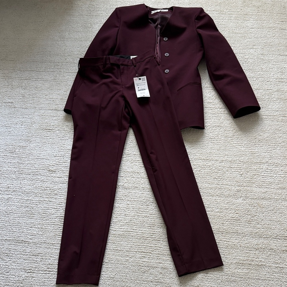 Zara Women's Deep Burgundy Pantsuit